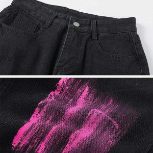 vibrant multi color graffiti jeans   urban streetwear icon 5291