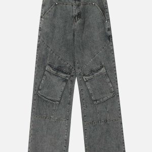 vibrant multi pocket loose jeans 2204