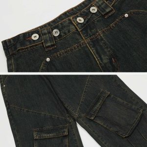 vibrant multi pocket loose jeans 3144