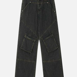 vibrant multi pocket loose jeans 4441