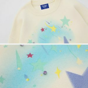 vibrant multi star sweater 8014