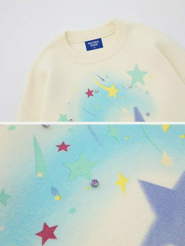 vibrant multi star sweater 8014