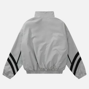 vibrant multi zip up stripe jacket 3020