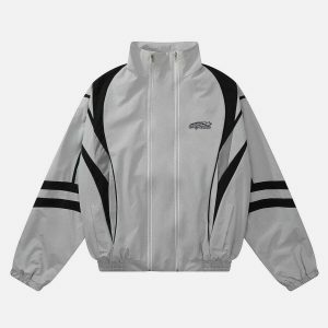 vibrant multi zip up stripe jacket 4171