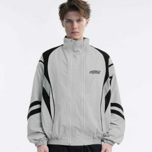 vibrant multi zip up stripe jacket 7067
