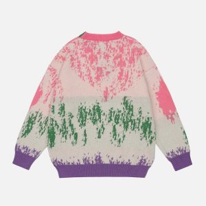 vibrant multicolor tiedye sweater youthful knit design 1492