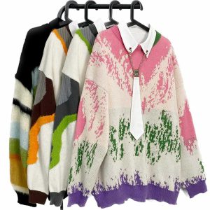 vibrant multicolor tiedye sweater youthful knit design 3199
