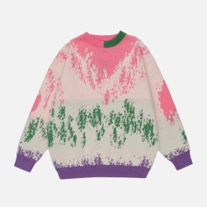 vibrant multicolor tiedye sweater youthful knit design 4222