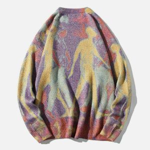 vibrant neon color block sweater   y2k streetwear icon 3032