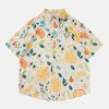 vibrant orange print shirt short sleeve & youthful style 4649