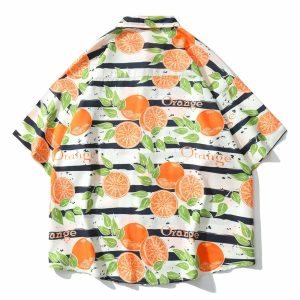 vibrant orange stripe shirt short sleeve urban chic 4966