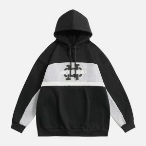 vibrant patchwork hoodie urban streetwear 1073