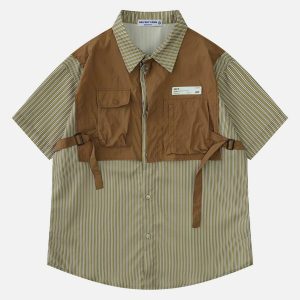 vibrant patchwork short sleeve shirt 2289
