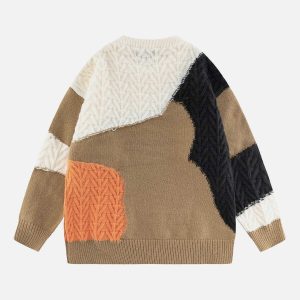 vibrant patchwork sweater   youthful urban contrast 1872