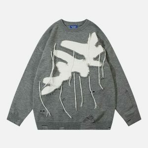 vibrant patchwork tassel sweater urban fashion 1772