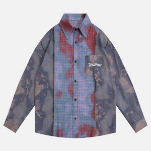 vibrant patchwork tie dye shirt urban fashion trend 3035