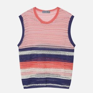 vibrant rainbow cut out vest   y2k streetwear icon 4580