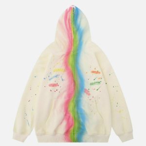 vibrant rainbow graffiti hoodie urban streetwear 2852