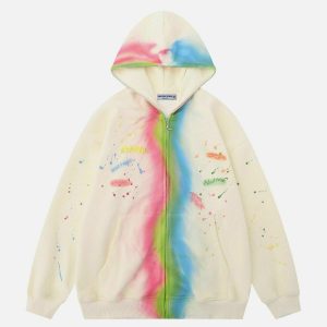 vibrant rainbow graffiti hoodie urban streetwear 3778