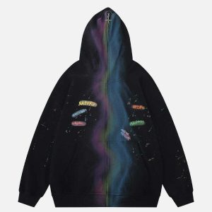 vibrant rainbow graffiti hoodie urban streetwear 6153