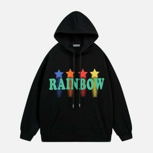 vibrant rainbow stars hoodie 3794
