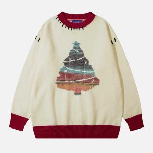 vibrant rainbow tree sweater y2k streetwear 6626