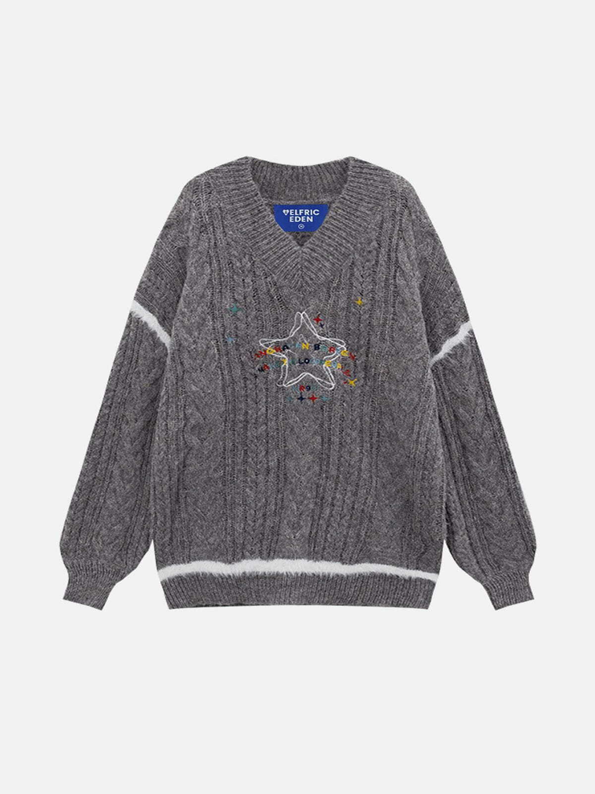 vibrant star embroidery sweater y2k streetwear 3552