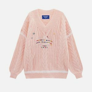 vibrant star embroidery sweater y2k streetwear 3838