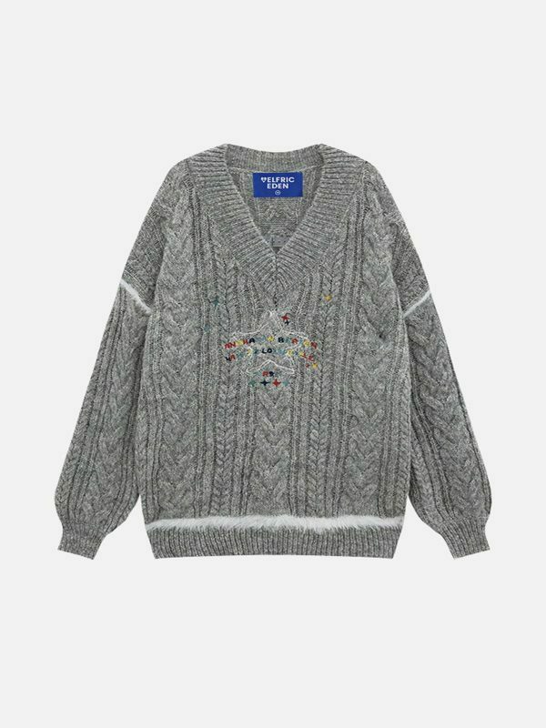 vibrant star embroidery sweater y2k streetwear 8592