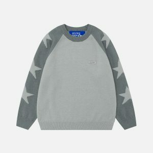 vibrant star jacquard sweater color blocking chic 1324
