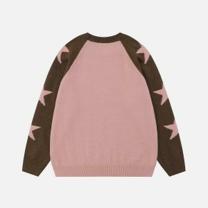 vibrant star jacquard sweater color blocking chic 2279