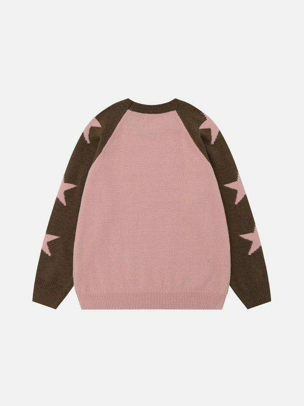 vibrant star jacquard sweater color blocking chic 2279
