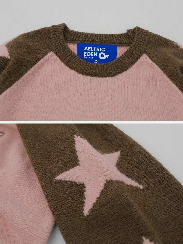 vibrant star jacquard sweater color blocking chic 3854