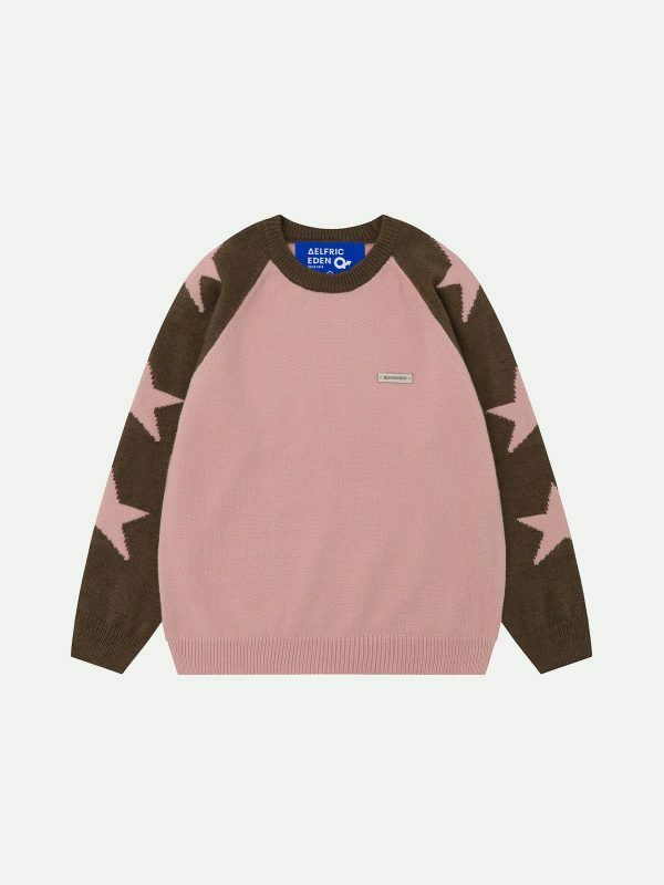 vibrant star jacquard sweater color blocking chic 6146