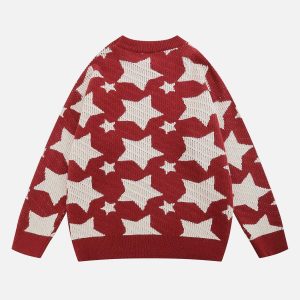 vibrant star jacquard sweater urban fashion trend 2858