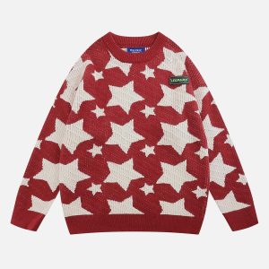 vibrant star jacquard sweater urban fashion trend 6357