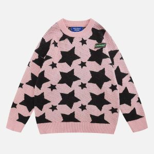 vibrant star jacquard sweater urban fashion trend 6769