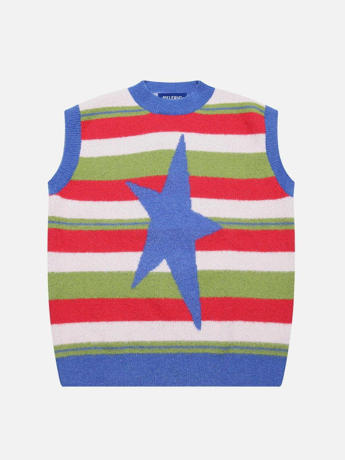 vibrant star pattern sweater vest 4714