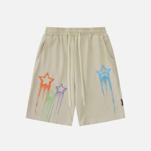 vibrant star print shorts trendy & youthful streetwear 1366