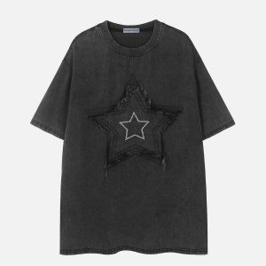 vibrant star washed tee edgy streetwear essential 1555