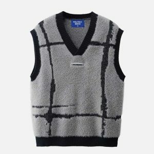 vibrant striped sweater vest urban chic 4655