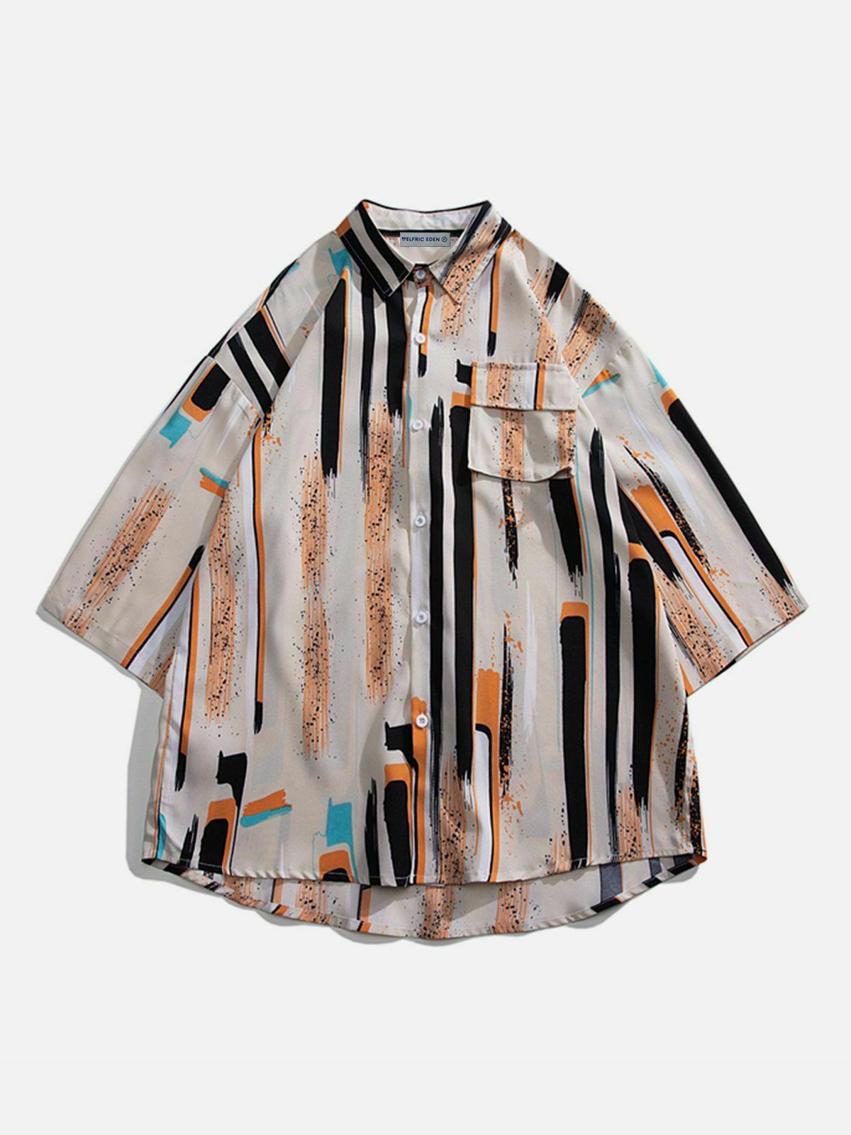 vibrant stripes print shirt youthful & trendy streetwear 3395