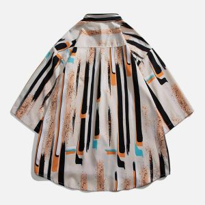 vibrant stripes print shirt youthful & trendy streetwear 3530