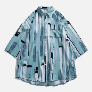 vibrant stripes print shirt youthful & trendy streetwear 5858