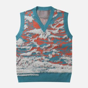 vibrant tie dye sweater vest urban streetwear 7188