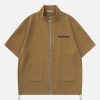vibrant waffle zipper short sleeve shirt 4633