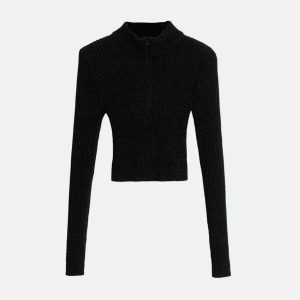 vibrant zipper knit sweater urban streetwear 4255