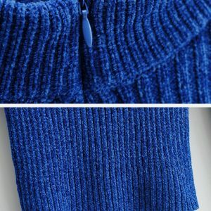 vibrant zipper knit sweater urban streetwear 6666