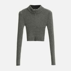 vibrant zipper knit sweater urban streetwear 8886