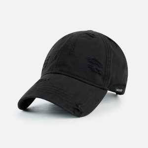 vintage inspired baseball cap with edgy hole detail 4527